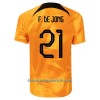 Camiseta de fútbol Países Bajos Frenkie de Jong 21 Primera Equipación Mundial 2022 - Hombre